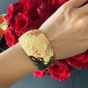 Gold Hammered Cuff Bracelet - Women Jewelry